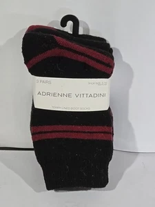 Adrienne Vittadini Women’s Boot Socks Shoe Size 5-10 3-Pairs NEW Black/Maroon - Picture 1 of 5