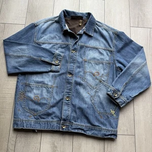 Vintage Rocawear Mens Denim Blue Jean Dark Wash Embroidered Y2K Jacket Size XL - Bild 1 von 14