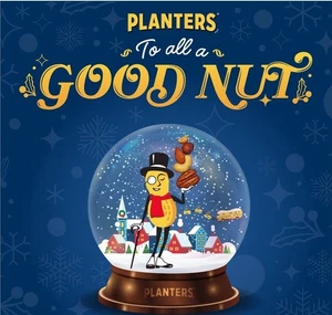 Planters Peanuts Collectible Glass Snow Globe Box Mr. Peanut Good Nut Pals Xmas - Picture 1 of 2