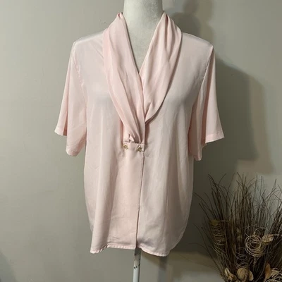 Blusa de Colección Christie & Jill Mujer Rosa Manga Corta Envolvente Prenda para el torso Plisada Cuello en V Talla 10 Foto 1 de 4