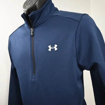 Under Armour Fleece 1/4 拉链高尔夫夹克蓝色长袖套衫男式中号 — 第 1/4 张图片