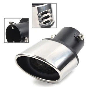 Chrome Stainless Steel Car Rear Exhaust Pipe Tail Muffler Tip Round Accessories - Picture 1 of 11