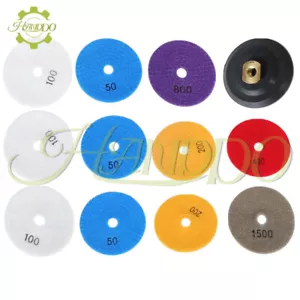 12PCS Diamond Polishing Pads Wet Dry 4 Inch Set Kit For Granite Concrete Marble - Picture 1 of 8
