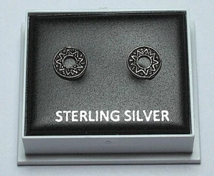 STERLING SILVER 925, STUD EARRINGS ROUND  13mm DIAMETER BUTTERFLY BACKS STUD 183 - Picture 1 of 4