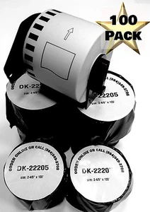 100 Rolls Labels123 Brand-Fits BROTHER DK 2205 P-Touch QL700 + 1 Reusable Frame - Picture 1 of 4