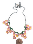 Coro Attr. Enameled Pink & Yellow Flower Rare Necklace
