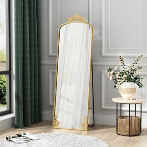 Full-length Mirror Floor Mirror Wall Bedroom Mirror Stand Alloy Frame Gold US - Picture 1 of 10