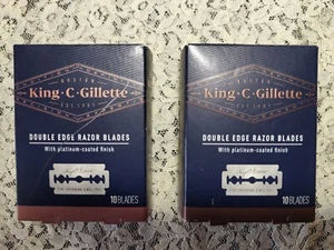KING C GILLETTE DOUBLE EDGE RASIERKLINGEN - PLATINBESCHICHTET - 2 BOXEN 10 PRO STÜCK 20 GESAMT - Bild 1 von 6