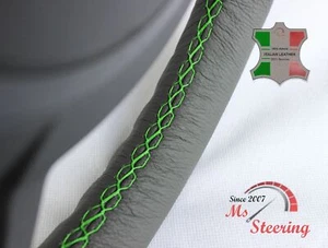 PASST ZU DAEWOO Lanos Sport 04- GRAUER LEDERLENKRADBEZUG | GRÜNE NÄHTE - Bild 1 von 11