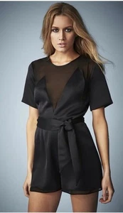 Kate Moss For TopShop Black Satin Romper SZ US 2 / UK 6 / EUR 34 FITS LIKE A 0 - Picture 1 of 4