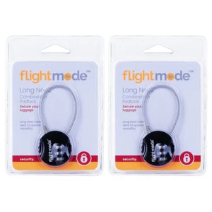 2x Flightmode 3 Dial Long Neck Cable Combination Padlock Travel Security Lock - Picture 1 of 2