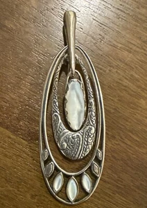 HUGE CAROLYN POLLACK RELIOS 925 STERLING SILVER MOP PENDANT RETIRED 3 1/2” - Picture 1 of 7