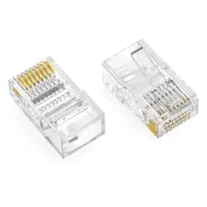 RJ45 CAT5E UTP-Durchführungsstecker für massive und verseilte 3-polige 50 Mikron 100er-Packung - Bild 1 von 1