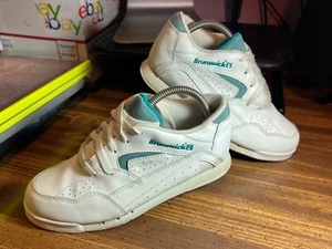 RARE Version Vintage 🎳 Brunswick™ Bowling Shoes 'White Teal' 58-109473 Men Sz 7 - Picture 1 of 19