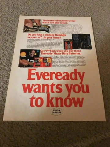 Vintage 1976 TERRY BRADSHAW EVEREADY Battery Poster Print Ad STEELERS 1970s Cover