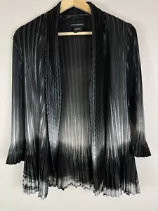 Lauren Michelle Sz L Women's Crumple Accordion Pleated Faux Silk Cardigan - Picture 1 of 7