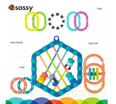 Teething Busy Bands Take Along, Toys, Baby Toy, Activity Toy, Sensory Toy for T - Image 1 of 4