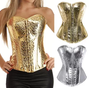 Lencería Corsé Top Vasco Cincher Bustier Brillante Lentellera Oro Plata Formador 6-22 - Imagen 1 de 23
