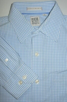 Camisa Para Hombres XL Ruehl Botón Frontal Algodón Azul y Blanco Cuadros Calce Ajustado Manga 37 Foto 1 de 4