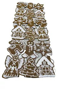 Sleigh Bell Bistro Christmas Wooden Gingerbread Table Runner 14x70inches - Picture 1 of 8