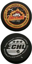 2001-2002 COLUMBIA INFERNO OFFICIAL GAME PUCK MADE IN 🇨🇦 LINDSAY MFG. ECHL