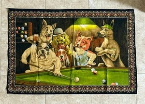 Tapestry Rug Dogs Playing Poker Cards Wall Hanging Man Cave Bar 57" X 38" Vtg - Picture 1 of 8