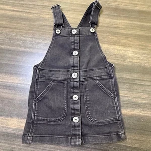 OshKosh Denim Dress Overalls Button Front Vestbak Black 3T - Picture 1 of 5
