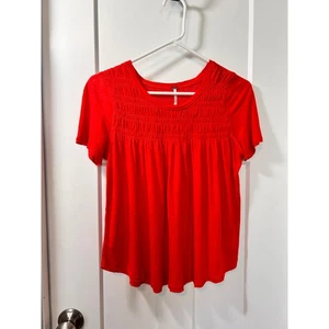 Camiseta para mujer Free People de mezcla de lino Dani ajustada roja talla XS - Imagen 1 de 9