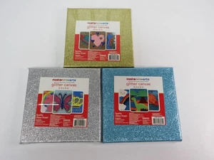 Lote de 3 Lienzo Brillo 6”x 6” Brillante Maestro de las Artes Azul Dorado Plata Nuevo - Imagen 1 de 14