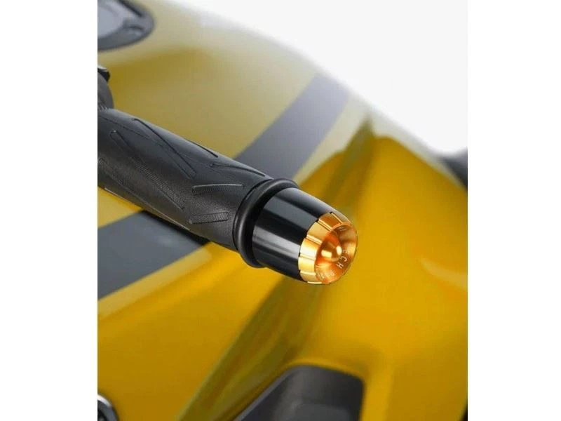 Puig Black Thruster Bar Ends and Gold Caps Kawasaki Versys 650 Tourer 2015-2022 - Image 1 of 4