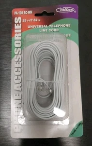 Wellson Universal Telephone Line Cord 25 Ft PA-108 BC-WH - Zdjęcie 1 z 4