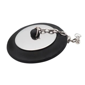 Kitchen Bathroom Laundry Bathtub Stopper Drain with Chain Metal Rubber - Picture 1 of 12