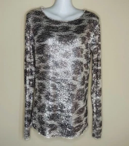 Free People Gold Rush Langarm Pailletten Top Tee Metallic Größe M Neu - Bild 1 von 10