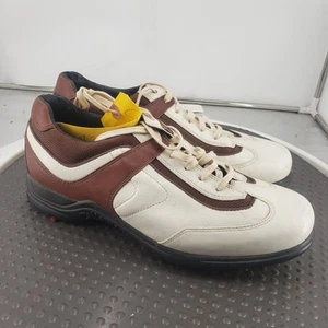 Callaway Palmares Golf Shoes Mens Size 9.5 White Brown Spikes Low Top M125-14 - Picture 1 of 15