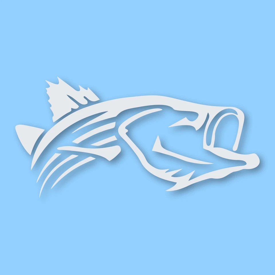 Pez de pesca de lubina a rayas Striper - Calcomanía adhesiva de vinilo - ELIGE tamaño y color Foto 1 de 1