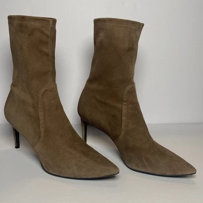 Bota STUART Weitzman marrom camurça biqueira pontiaguda 3" salto agulha tamanho. 9M - Imagem 1 de 4
