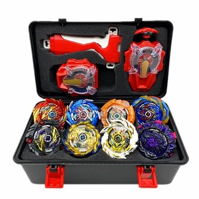 8x Beyblade Burst Set w/ Sparking Launcher Grip + Portable Storage Box Case Gift
