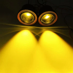2.5" Inch Yellow LED Fog Light Projector w/ Amber COB Halo Angel Eyes Ring Bulb - Picture 1 of 9
