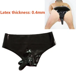 Pantalones cortos de goma de látex con funda para pene y condón anal Slip fetiche juego de rol - Imagen 1 de 7