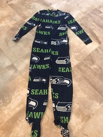 Seattle Seahawks NFL Team Apparel One Piece footie Pajamas  Adult Small Cover