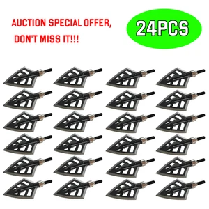 24Pcs Double Bevel Gear Variable Grain 100/125 Broadheads Crossbow Arrow Tips - Picture 1 of 9