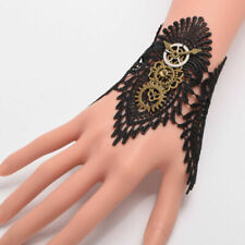 Victorian Steampunk Gear Blace Lace Trim Wrist Cuff Costume Bracelet