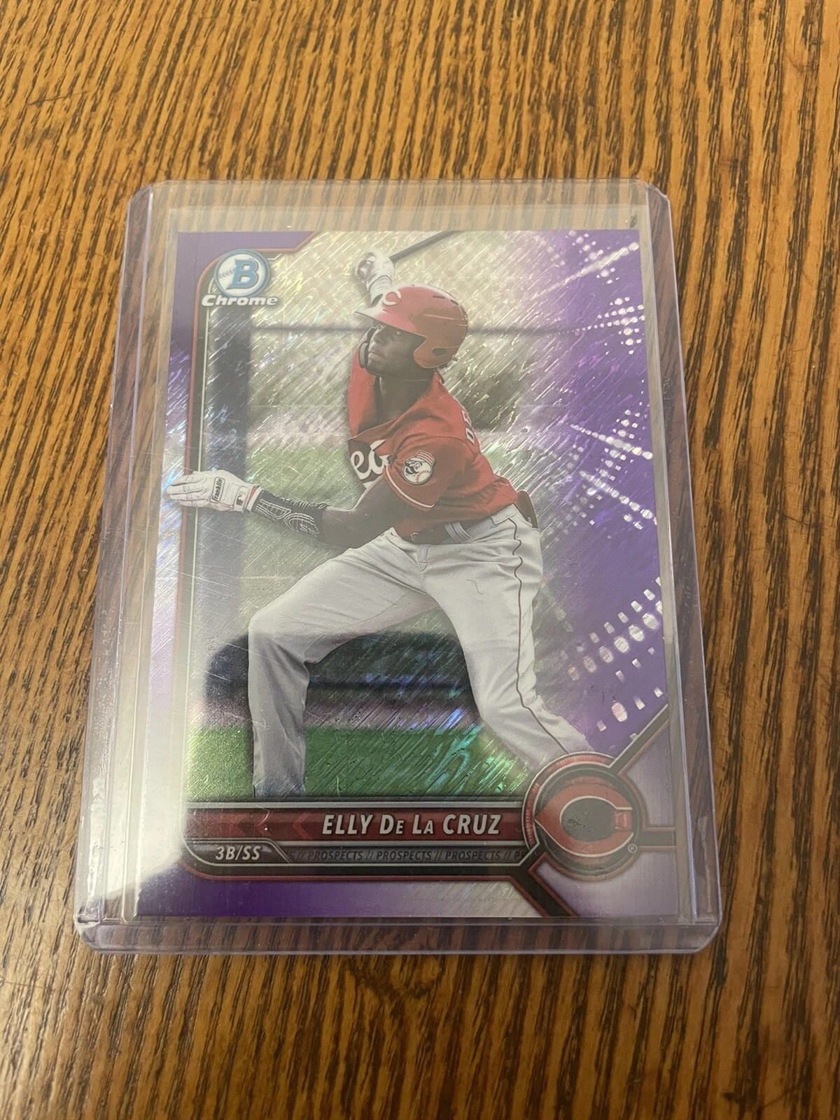 2022 BOWMAN CHROME ELLY DE LA CRUZ PURPLE SHIMMER REFRACTOR 215/250 BCP-224 REDS