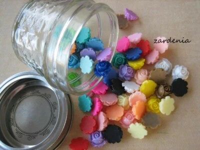 Cabbage Roses in a Glass Jar 70 Pieces Crafting and Jewelry Supplies Diy Resin - Image 1 of 4
