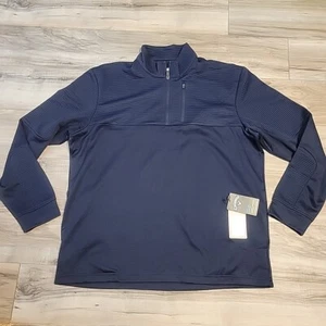 Callaway Golf Pullover 1/4 Zip Opti Dri Mens Large Peacoat Blue Ribbed NWT - Picture 1 of 9