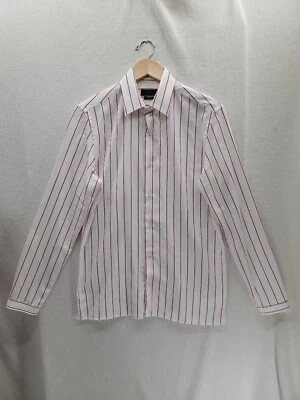 Camisa ZARA Calce Relajado Blanco y Rojo Rayas Botones Talla-S Foto 1 de 4