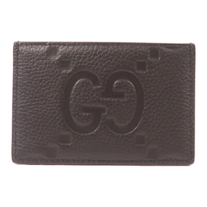 GUCCI GG Men's GG Logo Card Case 812681 Calfskin Leather Black - Picture 1 of 11