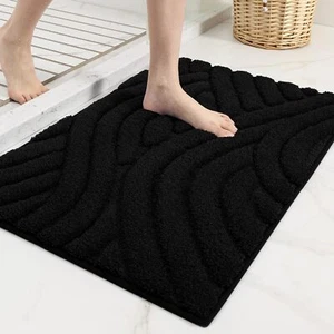 Black Bathroom Rugs Absorbent Bath Mat for Shower 20 x 32 Non Slip Bath Rugs ... - Picture 1 of 7