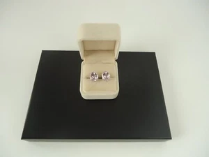 14k Solid White Gold Large Oval Amethyst Stud Earrings - Picture 1 of 12