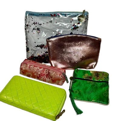 Lote de 5 bolsas mixtas de maquillaje, billetera, bolsa de joyería Foto 1 de 4